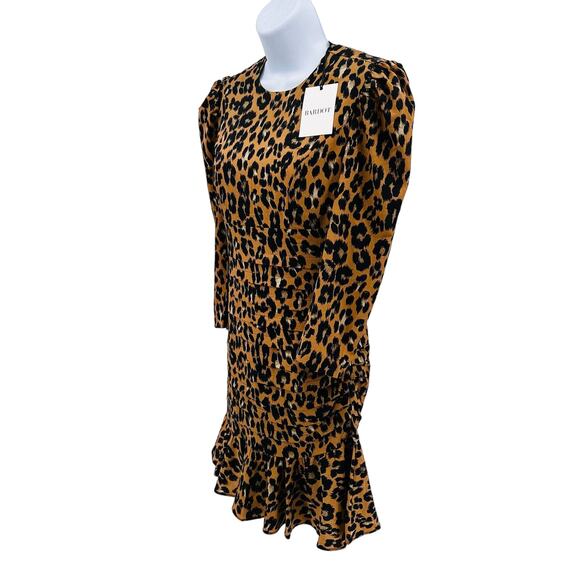 Bardot Animal Print Mini Dress Sz 4 Brown Leopard Party Stretchy Round Neck Zip - Picture 6 of 11